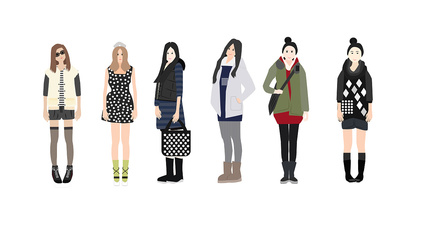 時(shí)尚女生服裝搭配人物插畫 以畫筆勾勒穿搭美學(xué)